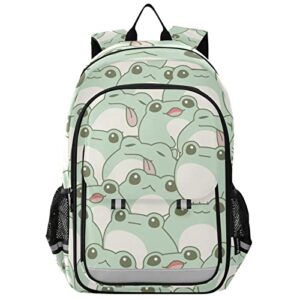 glaphy cute frog pattern backpack lightweight laptop backpack student travel school bag with reflective stripes