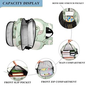 Glaphy Cute Frog Pattern Backpack Lightweight Laptop Backpack Student Travel School Bag with Reflective Stripes