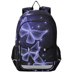 glaphy butterfly blue backpack school bag lightweight laptop backpack student travel daypack with reflective stripes