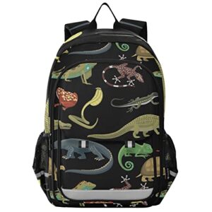 glaphy snakes lizard frog and turtle animal backpack lightweight laptop backpack student travel school bag with reflective stripes