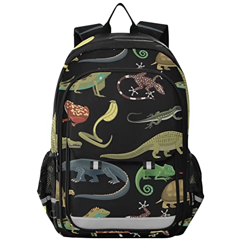 Glaphy Snakes Lizard Frog and Turtle Animal Backpack Lightweight Laptop Backpack Student Travel School Bag with Reflective Stripes