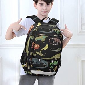 Glaphy Snakes Lizard Frog and Turtle Animal Backpack Lightweight Laptop Backpack Student Travel School Bag with Reflective Stripes