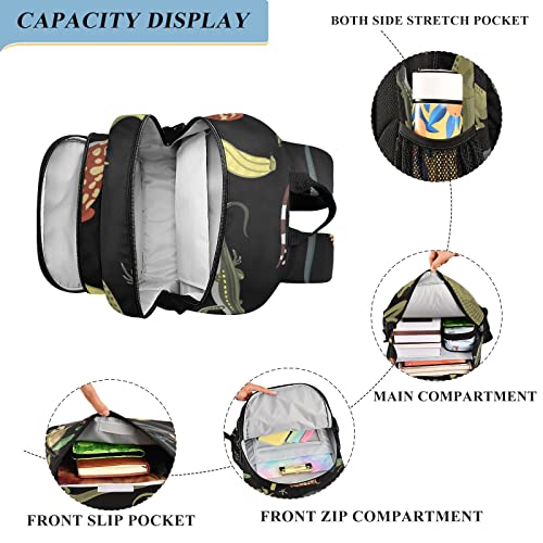 Glaphy Snakes Lizard Frog and Turtle Animal Backpack Lightweight Laptop Backpack Student Travel School Bag with Reflective Stripes