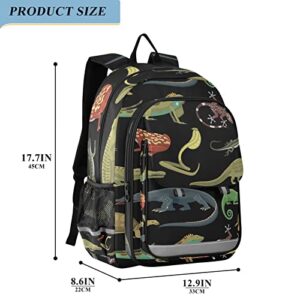 Glaphy Snakes Lizard Frog and Turtle Animal Backpack Lightweight Laptop Backpack Student Travel School Bag with Reflective Stripes