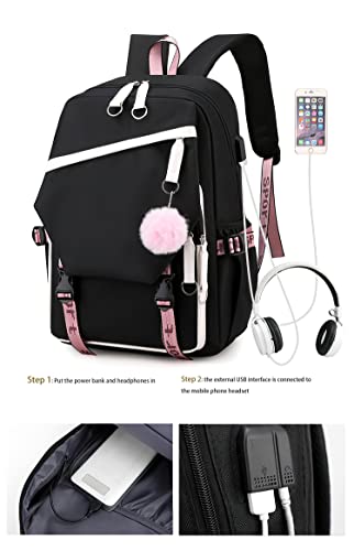 NETZXH Cute Kawaii Backpack For Teens girls Cute Animal Cartoon Schoolbag for School, Travel and Everyday Use With USB