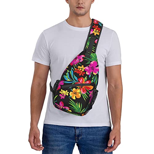 Vbcdgfg Hawaiian Colorful Flower print Sling Bag, Crossbody Sling Backpack for Casual Shoulder Chest bag Women And Men