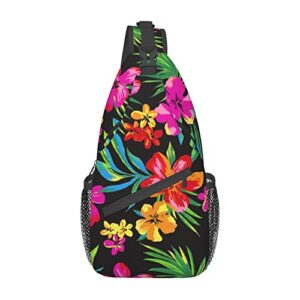 vbcdgfg hawaiian colorful flower print sling bag, crossbody sling backpack for casual shoulder chest bag women and men