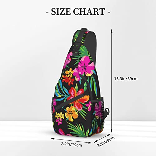 Vbcdgfg Hawaiian Colorful Flower print Sling Bag, Crossbody Sling Backpack for Casual Shoulder Chest bag Women And Men