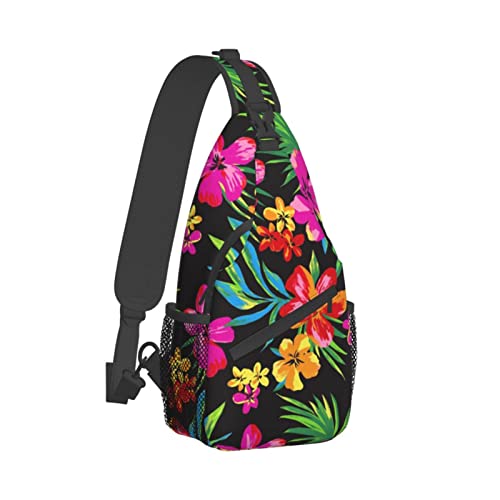 Vbcdgfg Hawaiian Colorful Flower print Sling Bag, Crossbody Sling Backpack for Casual Shoulder Chest bag Women And Men