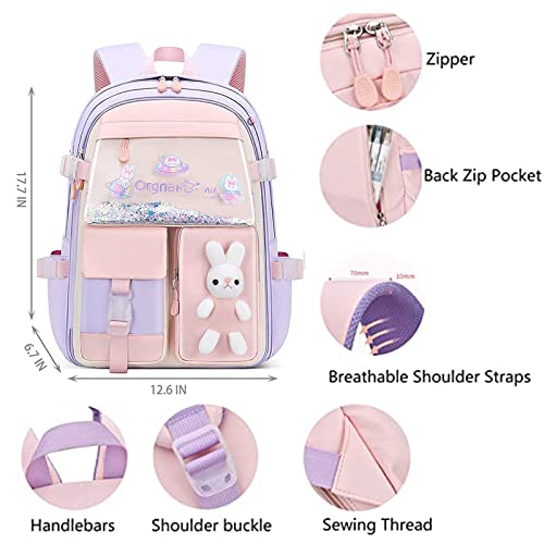 FEUWINK Backpacks for Girls Cute Backpacks for Kids School Waterproof Backpack That Reduces Shoulder Pressure Suitable for Children (Pink1)