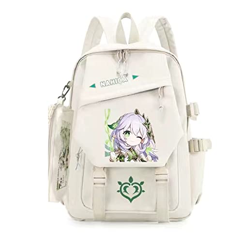 HUKLAB Genshin Impact Backpack,16.5 inches Genshin Impact Bag,Genshin Laptop Backpacks (White,Nahida)