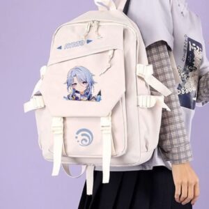 HUKLAB Genshin Impact Backpack,16.5 inches Genshin Impact Bag,Genshin Laptop Backpacks (White,Nahida)