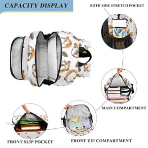 Glaphy Cute Hamster Pattern Backpack Lightweight Laptop Backpack School Bag Student Travel Daypack with Reflective Stripes