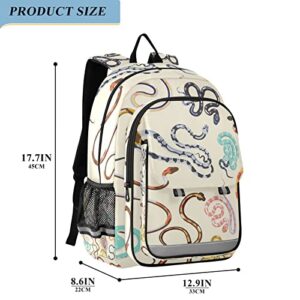 Glaphy Colorful Snakes Backpack Lightweight Laptop Backpack School Bag Student Travel Daypack with Reflective Stripes