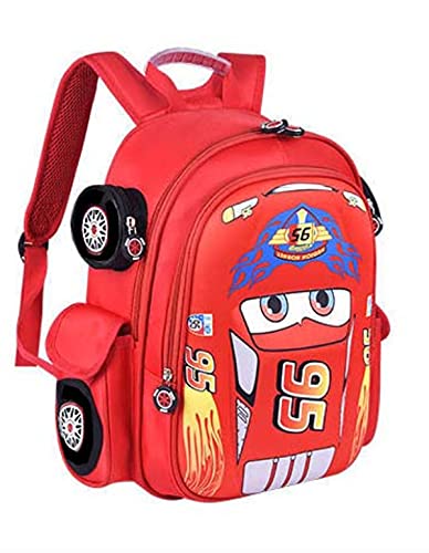 Minghai Kids Truck Car Backpack Waterproof Cartoon Comic Kindergarten Children Preprimary School Boys Backpack (red)