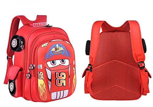 Minghai Kids Truck Car Backpack Waterproof Cartoon Comic Kindergarten Children Preprimary School Boys Backpack (red)