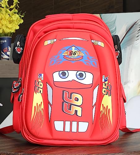 Minghai Kids Truck Car Backpack Waterproof Cartoon Comic Kindergarten Children Preprimary School Boys Backpack (red)