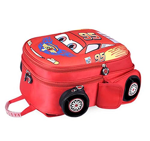 Minghai Kids Truck Car Backpack Waterproof Cartoon Comic Kindergarten Children Preprimary School Boys Backpack (red)