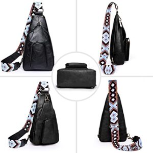 YZFSM Sling Bag For Women Small Crossbody Sling Backpack Leather Sling Bag Multipurpose Chest Bag For Shopping Travel (Black Leopard)