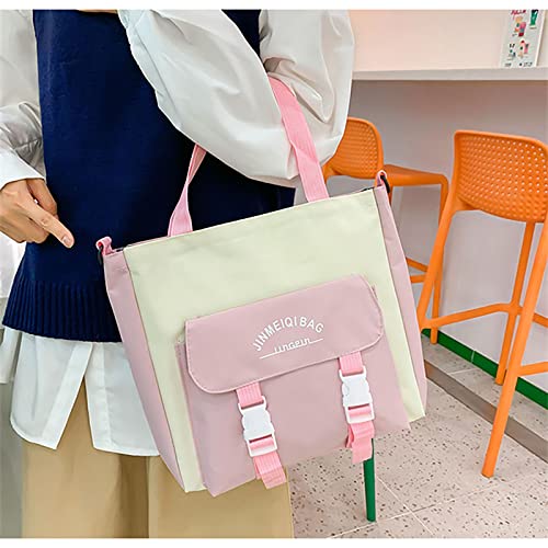 TUDERE Kawaii backpack set of 5 pieces aesthetic backpack for school teenage girls' daily necessities with charm and pins, pencil case, tote bag, small bag.