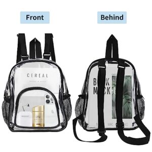 KTUCPRY Clear Mini Backpack with Size12×9.5×4,Stadium Approved Clear PVC Waterproof Mini Backpack for Concert Sport Events Work Travel (Black)