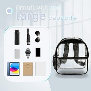 Sonuimy Clear Small Backpack - Stadium Approved Transparent Heavy Duty transparent Bag for Bookbag for Airports Concerts Stadium-Black