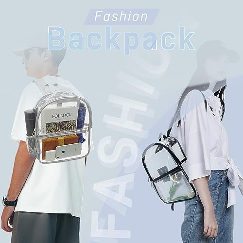 Sonuimy Clear Small Backpack - Stadium Approved Transparent Heavy Duty transparent Bag for Bookbag for Airports Concerts Stadium-Black