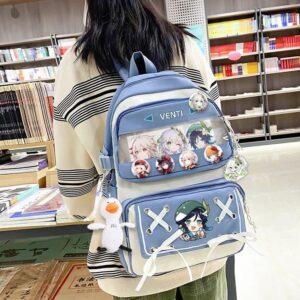 HUKLAB Genshin Impact Backpack,17.7 inches Genshin Impact Ita Bag,Cute Genshin Laptop Backpacks (Black,Wanderer)