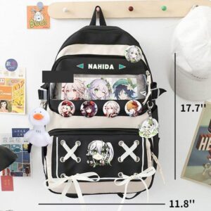 HUKLAB Genshin Impact Backpack,17.7 inches Genshin Impact Ita Bag,Cute Genshin Laptop Backpacks (Black,Wanderer)