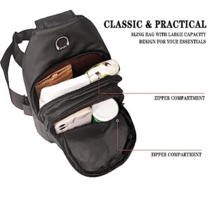 ZOORON Sling Bags for Men Women Crossbody Sling Backpack Chest Bags Travel Hiking Daypack (1 Pack Black)