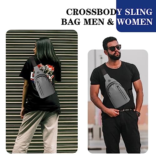 ZOORON Sling Bags for Men Women Crossbody Sling Backpack Chest Bags Travel Hiking Daypack (1 Pack Black)