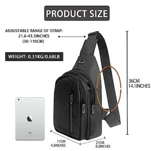 ZOORON Sling Bags for Men Women Crossbody Sling Backpack Chest Bags Travel Hiking Daypack (1 Pack Black)