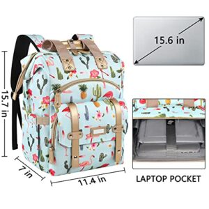 Janiful Laptop Backpack for Women, Teacher Doctor Nurse for 15.6 Inch Laptop,Large Travel Airline Approved Wide Open College Shoulder Purse Backpack Bag