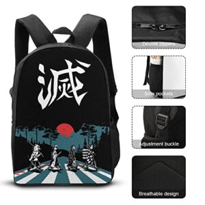 qmuzwed 17" Anime Backpack with Lunch Box and Pencil Bag, Durable College Laptop Bag, Lightweight Daypack for Traveling Work (DS-6)