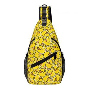 pvbkz yellow duck sling bag crossbody duck sling backpack travel hiking chest bags shoulder sports daypack for women men