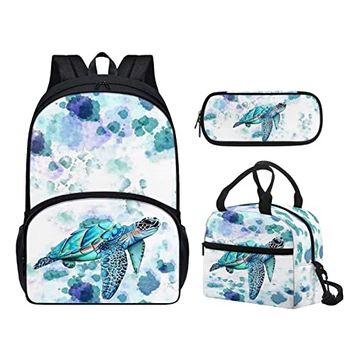 Upetstory Sea Turtle Backpack Set for Girls 6-8 Kids School Bag Boys 10-12 School Backpacks High Middle School Bookbag Elementary Kindergarten Preschool Schoolbag