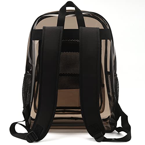 Carolipack Clear Backpack Heavy Duty For Work XL.TPU Transparent Backpacks for College,Travel,Sporting (Black) - H17.7x''14.1''x6.8'