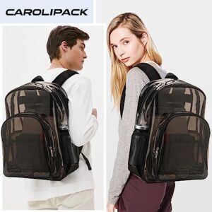 Carolipack Clear Backpack Heavy Duty For Work XL.TPU Transparent Backpacks for College,Travel,Sporting (Black) - H17.7x''14.1''x6.8'