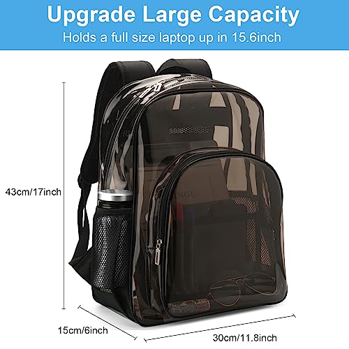 Carolipack Clear Backpack Heavy Duty For Work XL.TPU Transparent Backpacks for College,Travel,Sporting (Black) - H17.7x''14.1''x6.8'