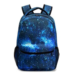 dacawin space galaxy backpack for kids girls boys starry sky blue elementary school bag durable primary canvas bookbags lightweight travel backpacks