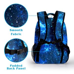 Dacawin Space Galaxy Backpack for Kids Girls Boys Starry Sky Blue Elementary School Bag Durable Primary Canvas Bookbags Lightweight Travel Backpacks