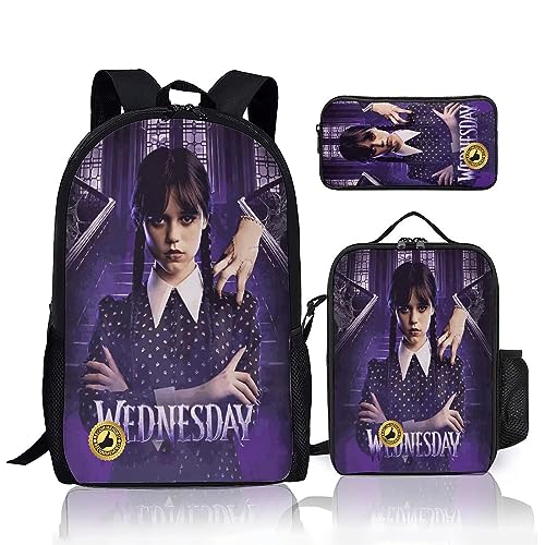 UDNHYET 3pcs Wednesday Backpack Shoulder Backpack Large Capacity Bag Sports Bag for Gi-r-l-s Womens