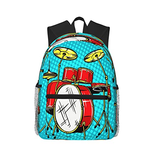 Limhibu Travel Backpack for Boys Girls Kids, Doodle Drum Musical Instrument Backpacks Children School Bag Bookbag Daypack for Men Women