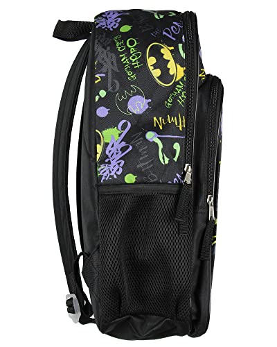 Bioworld DC Comics Batman Backpack Gotham City Superhero Rubber Bat Symbol Kids School Travel Backpack