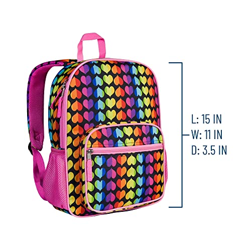 Wildkin Kids Eco Backpack for Boys & Girls, Perfect for Elementary Recycled Backpack, Features Padded Back & Adjustable Strap, Ideal for School & Travel Backpacks for Kids (Rainbow Hearts)