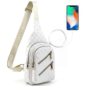 felomdep sling bag for women, small vegan leather casual crossbody bag daypack backpacks,white