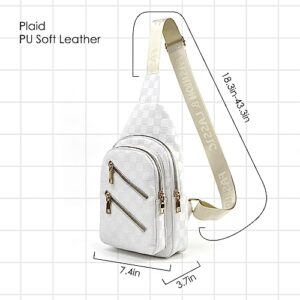 Felomdep Sling Bag for Women, Small Vegan Leather Casual Crossbody Bag Daypack Backpacks,White