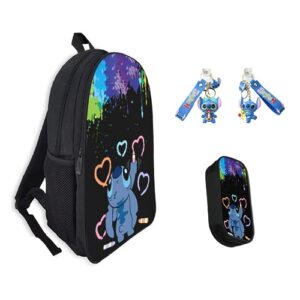 cartoon backpack set casual school backpack with pencil case anime cute bookbag for students boys girls