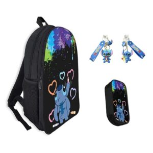 Cartoon Backpack Set Casual School Backpack with Pencil Case Anime Cute Bookbag for Students Boys Girls