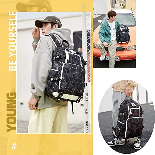 ELFJE Basketball Player J-ordan Individualized Laser Mechanical Style Laptop Multifunction Backpack Travel Daypack Fans Bag